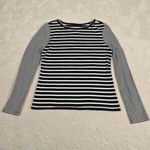 Women's La Vie Rebecca Taylor Striped Long Sleeve Knit Top 100% Cotton Size S
